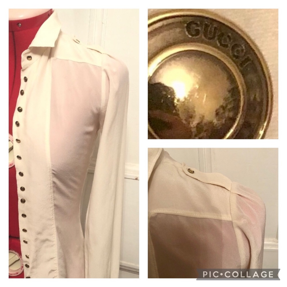 Authentic Gucci 100% silk cream blouse size 40 IT